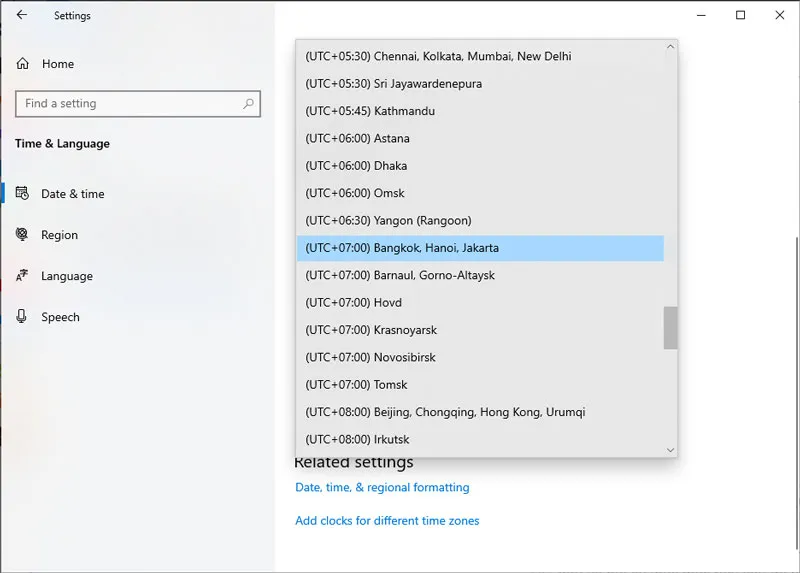 Điều chỉnh chế độ tự động cập nhật giờ và múi giờ trong Date &amp; Time Settings của máy tính HP