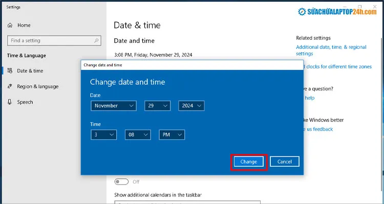 Điều chỉnh ngày giờ chính xác