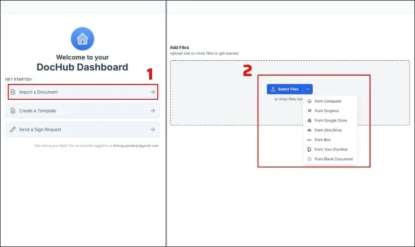 DocHub hỗ trợ nhập tài liệu từ nhiều nguồn khác nhau
