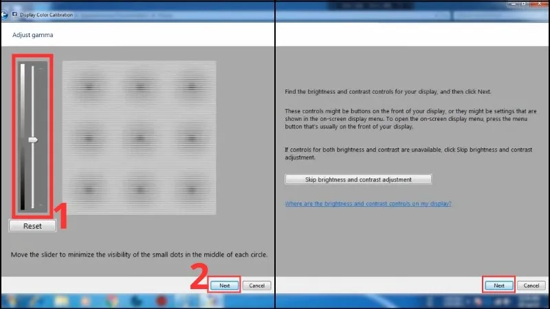Điều chỉnh thanh trượt Adjust Gamma trong Display Color Calibration