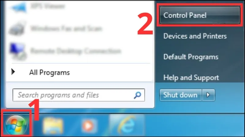 Giao diện Control Panel trong Windows 7 để truy cập Power Options