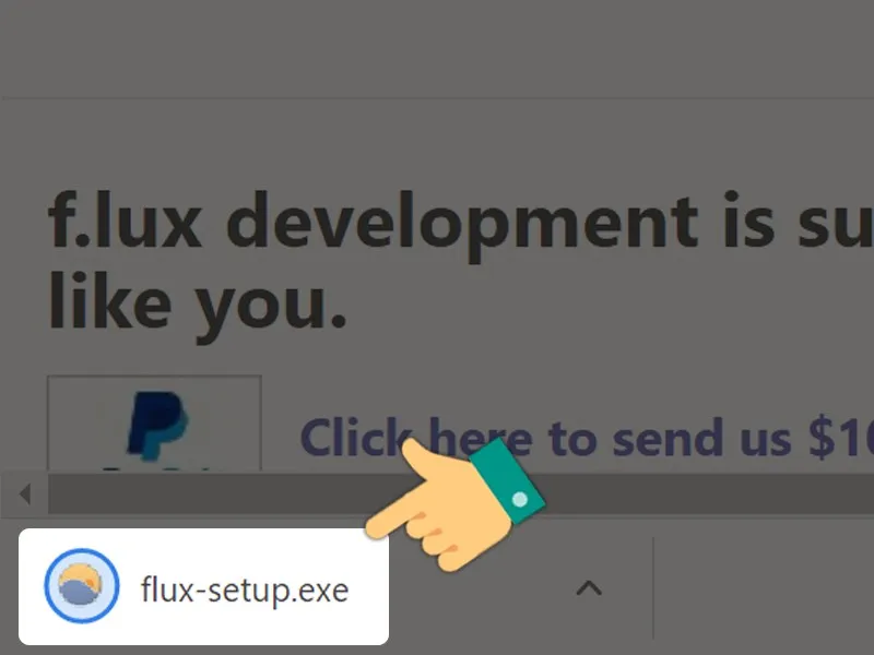 Khởi chạy file cài đặt (.exe) của f.lux sau khi tải về để bắt đầu quá trình cài đặt.