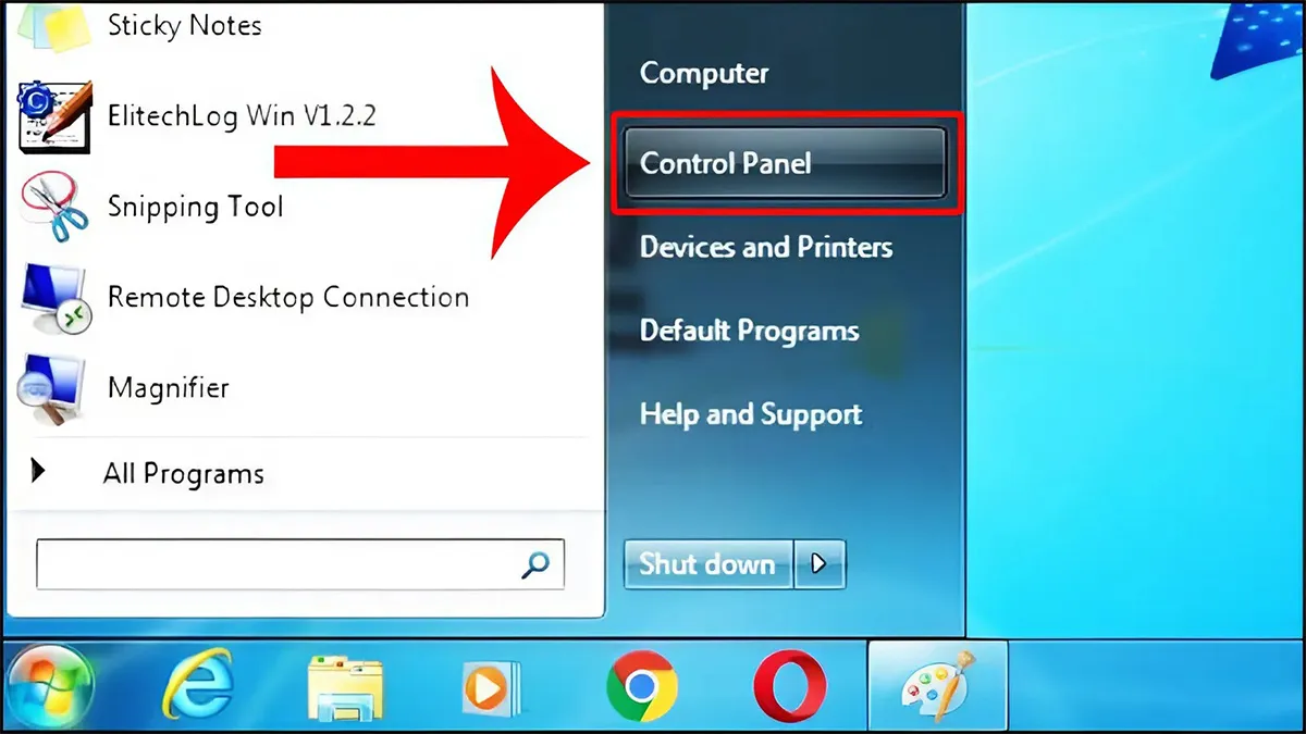 Truy cập Control Panel từ Start Menu trên Windows 7/8