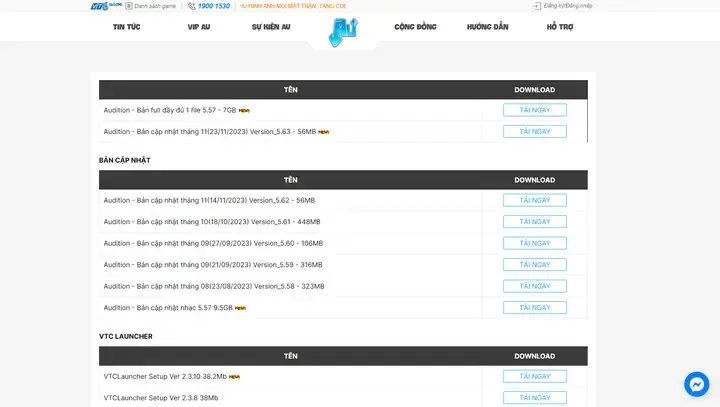 Hướng dẫn chi tiết các bước tải và cài đặt Audition từ trang chủ VTC Game trên máy tính cá nhân