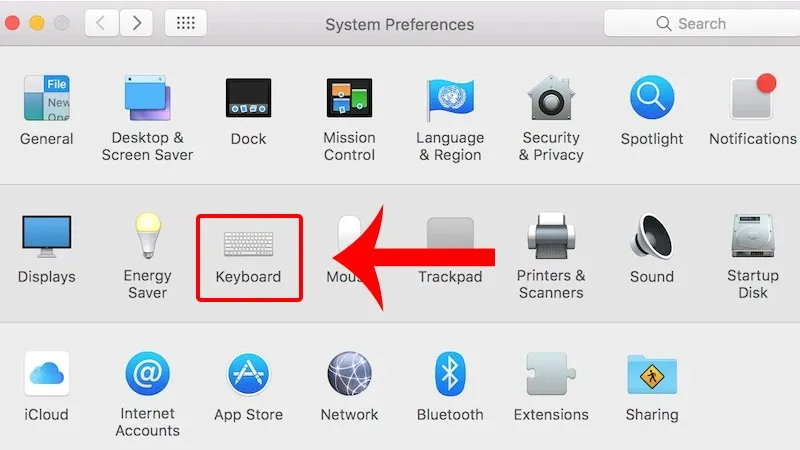 Cài đặt Keyboard (Bàn phím) trong macOS, nơi người dùng quản lý các nguồn nhập liệu