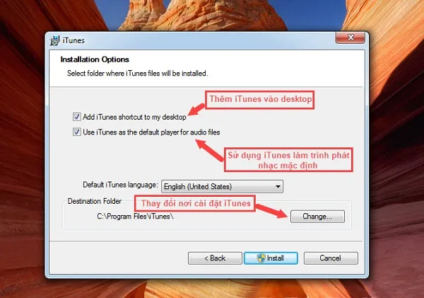Bấm Install để cài đặt iTunes