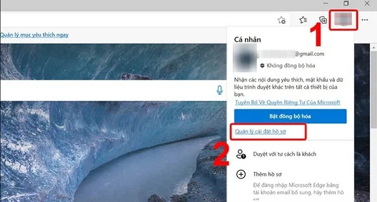 Truy cập Quản lý cài đặt hồ sơ để tiến hành đăng xuất tài khoản Google khỏi trình duyệt
