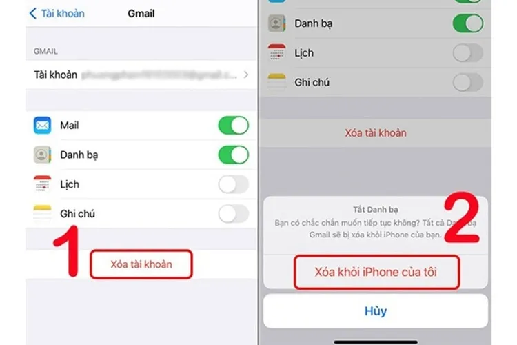 Xác nhận xóa tài khoản Google khỏi iPhone để bảo vệ thông tin cá nhân