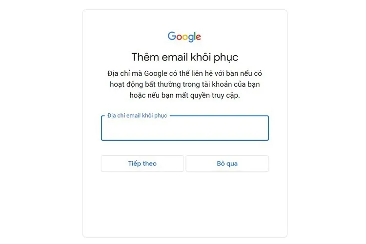 Thêm địa chỉ email khôi phục để tăng cường bảo mật cho tài khoản Google