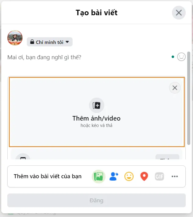 Hộp thoại chọn file ảnh để đăng bài
