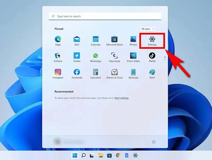 Màn hình Settings trên Windows 11