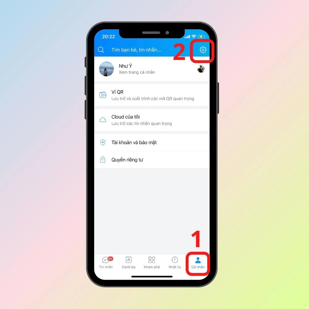 Truy cập mục Tài khoản và bảo mật trong Zalo mobile để quản lý thiết bị