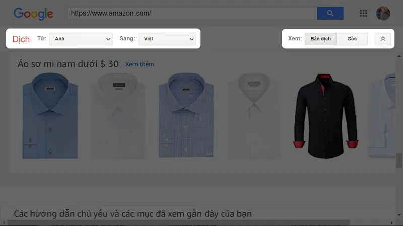 Giao diện trang web đã được dịch, cho phép chuyển đổi sang bản gốc.
