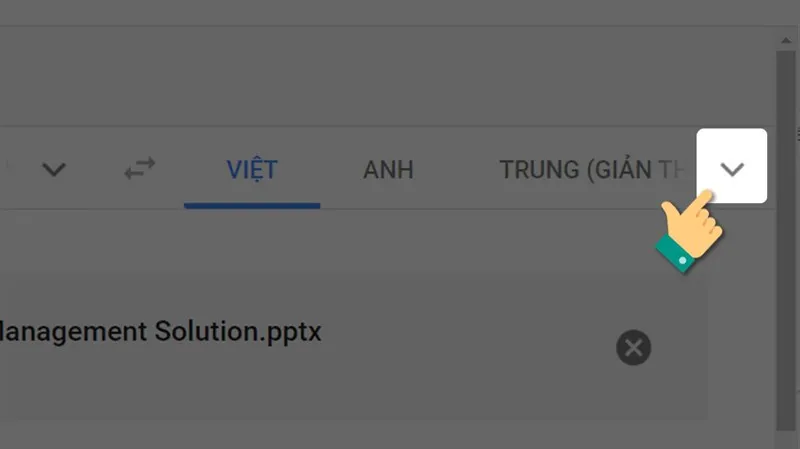 Chọn ngôn ngữ đích cho tài liệu được tải lên.