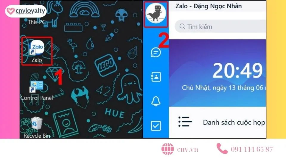 Thao tác đổi ảnh đại diện Zalo trên giao diện Zalo PC