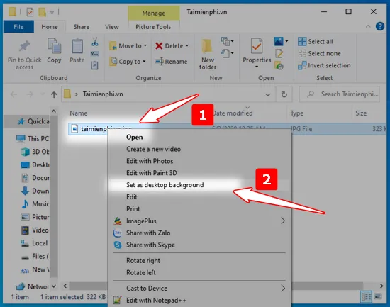 Cách đổi hình nền máy tính Win 10 đơn giản nhất thông qua menu chuột phải