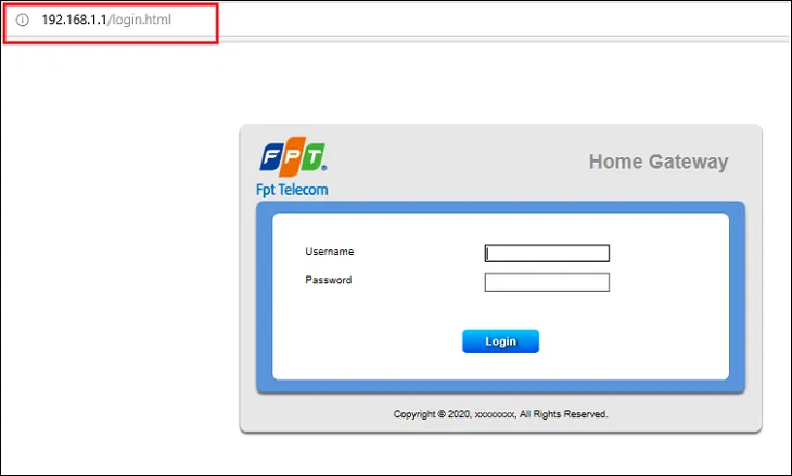 Giao diện đăng nhập đổi mật khẩu Wi-Fi VNPT