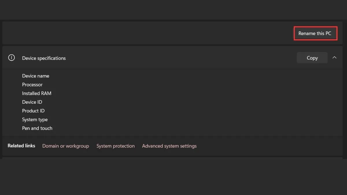 Hướng dẫn cách đổi tên máy tính bằng Settings bước 3