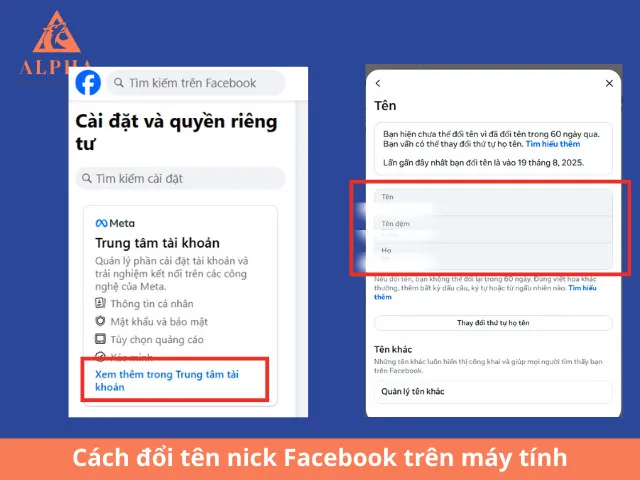 Xác nhận mật khẩu để lưu thay đổi tên nick Facebook trên máy tính