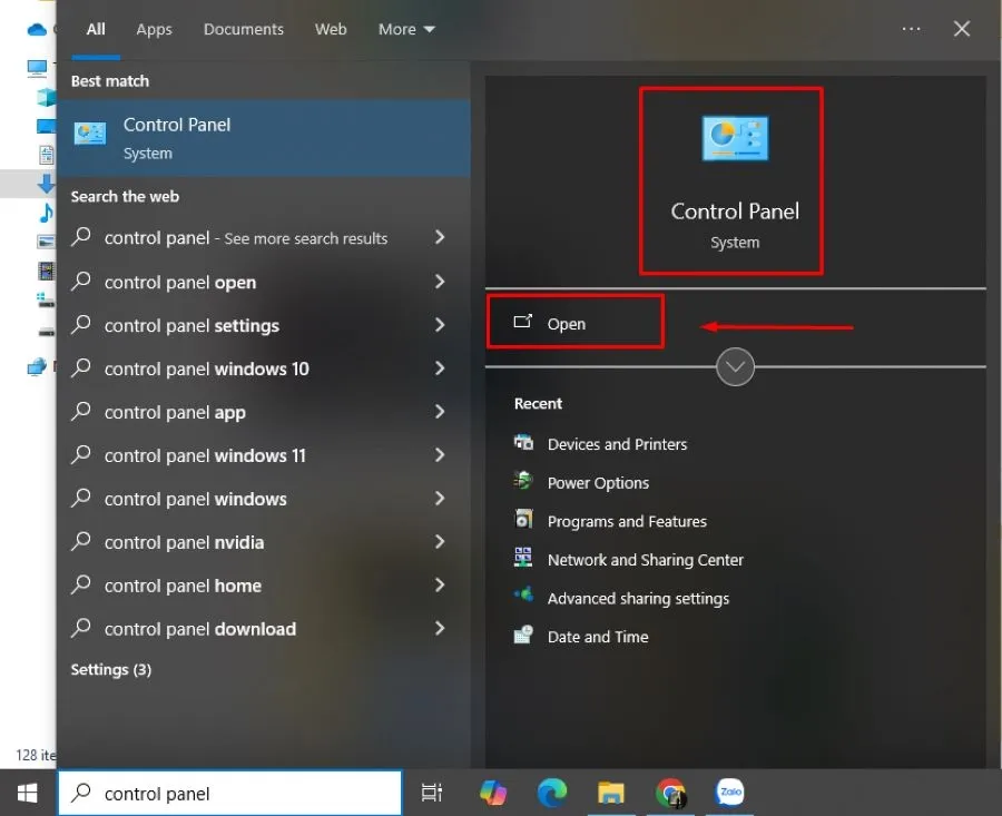 Truy cập Control Panel để kiểm tra driver âm thanh máy tính