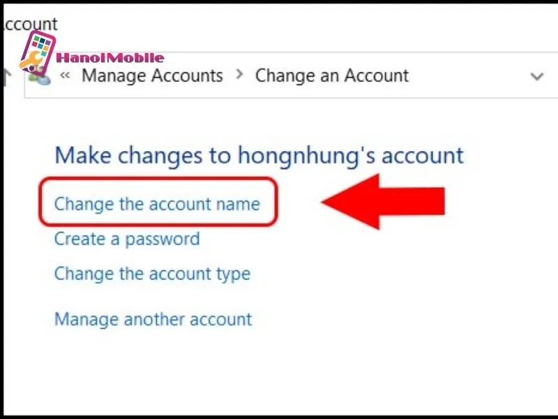 Thực hiện đổi tên tài khoản qua giao diện Control Panel dễ dàng