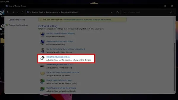 Giao diện cấu hình cài đặt chuột, bước tiếp theo trong hướng dẫn cách dùng bàn phím máy tính.
