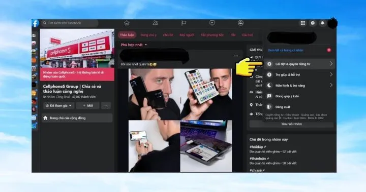 Chọn Cài đặt và Quyền riêng tư trên Facebook để gỡ Messenger từ xa