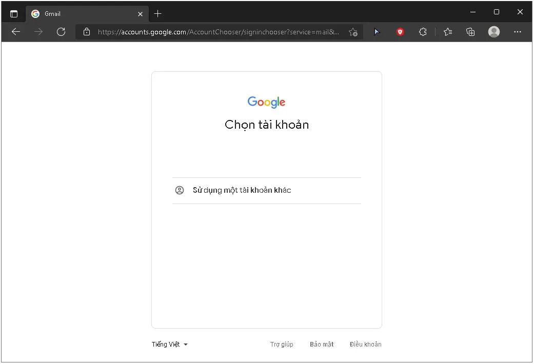 Giao diện đăng nhập tài khoản Gmail trên máy tính