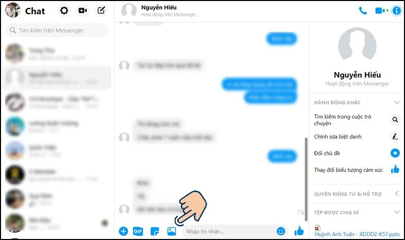 Giao Diện Messenger Trên Máy Tính Để Bàn Minh Họa Các Bước Cách Chụp Màn Hình Máy Tính Và Gửi Qua Messenger