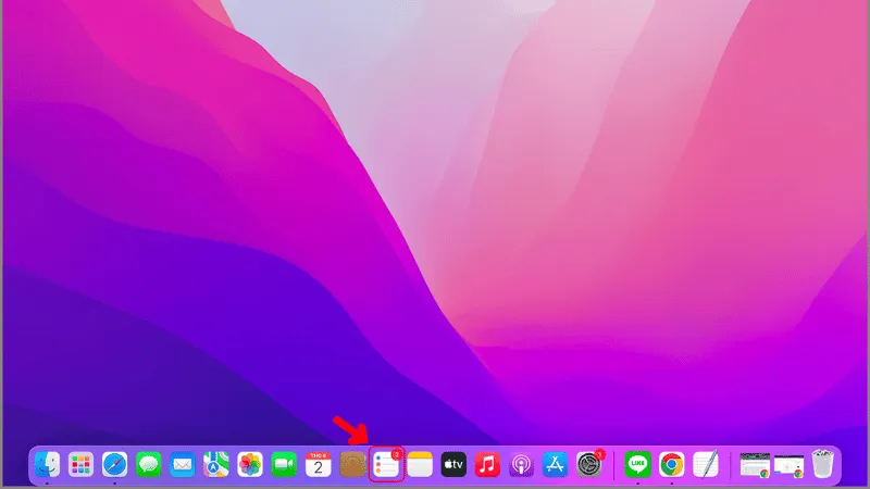 Mở ứng dụng Lời Nhắc (Reminders) trên Macbook để tạo lịch báo thức