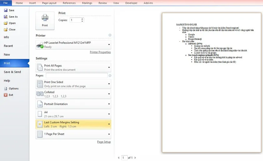 Cấu hình chia sẻ máy in qua mạng nội bộ, giúp các máy tính khác trong hệ thống có thể cùng sử dụng một máy in