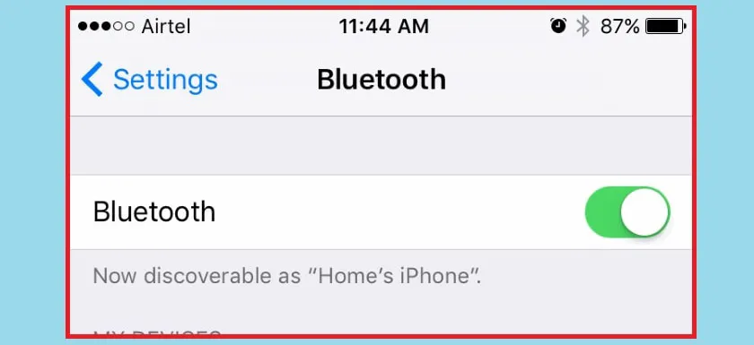 Thiết lập Bluetooth trong cài đặt (Settings) của iPhone để kết nối không dây.