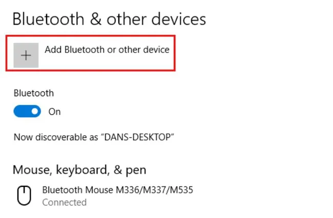 Hộp thoại Add a Device mở ra, bước đầu tiên để kết nối máy tính bàn với loa bluetooth không dây