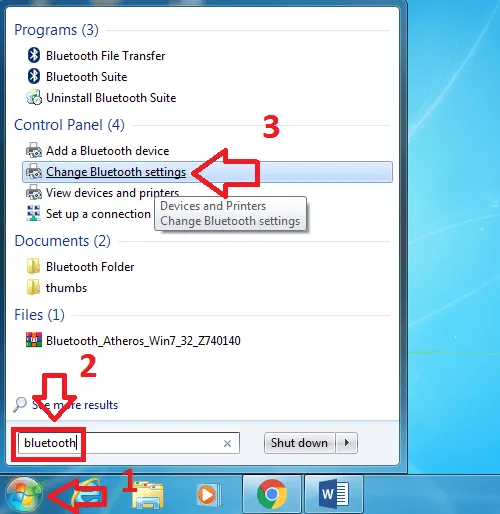 Thay đổi Bluetooth settings trên Windows 7 để đảm bảo Visibility và cho phép các thiết bị kết nối