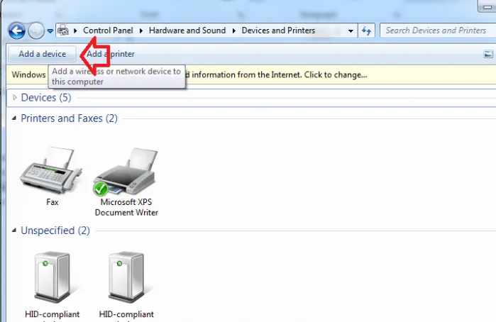 Cửa sổ Add A Device trên Windows 7, bước cuối cùng để hoàn tất việc ghép nối tai nghe Bluetooth