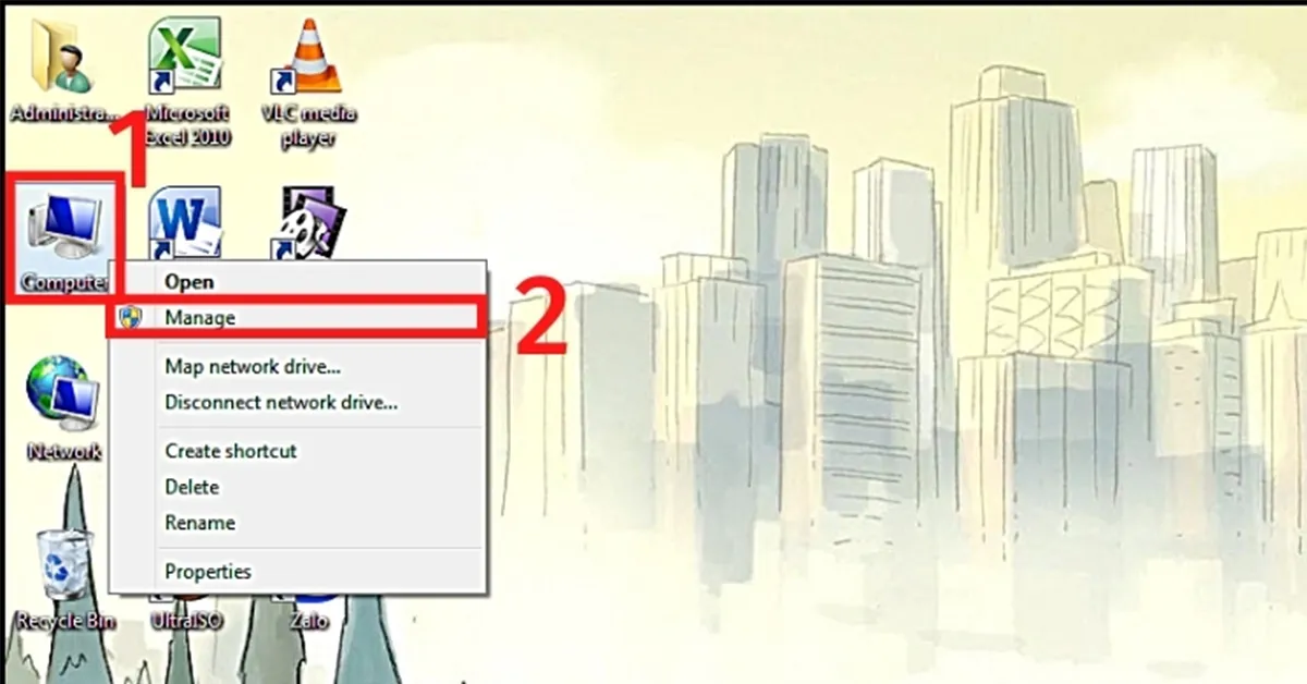 Quản lý máy tính (Computer Management) để vô hiệu hóa yêu cầu mật khẩu