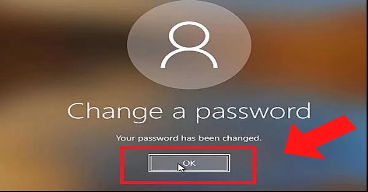 Hộp thoại thay đổi mật khẩu tài khoản người dùng Windows