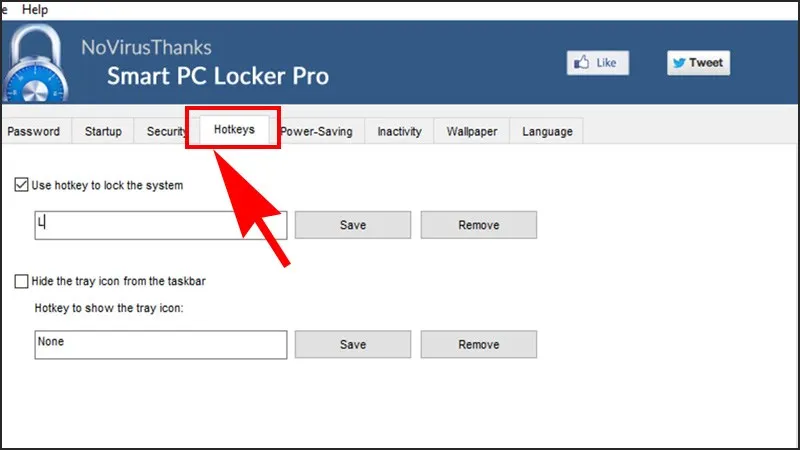 Thiết lập phím tắt khóa nhanh màn hình máy tính trong Smart PC Locker Pro