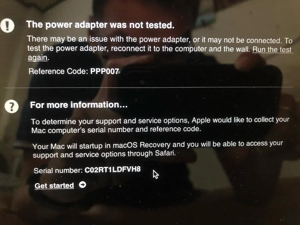 Mã lỗi hiển thị sau khi chạy Apple Diagnostics, giúp xác định chính xác vấn đề của bộ nhớ RAM trên máy tính