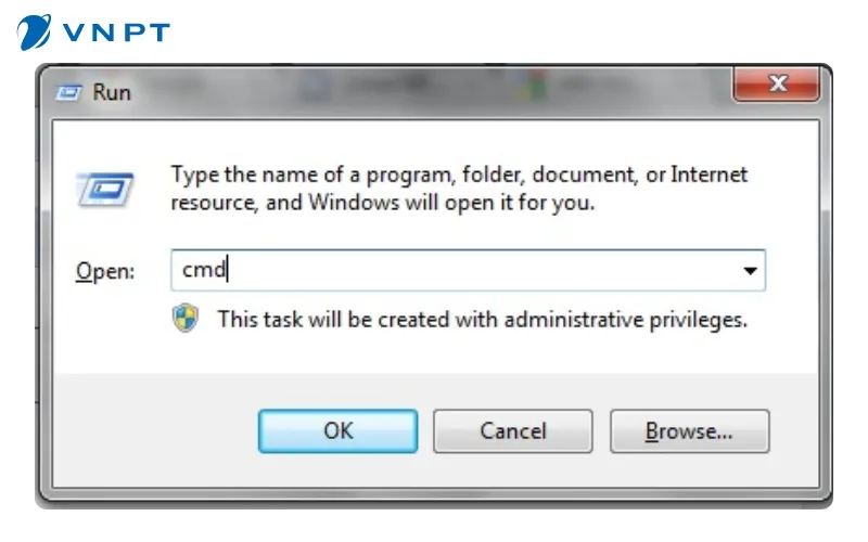 Nhấn Windows + R, gõ 