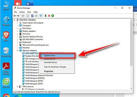 Giao diện Device Manager, hiển thị danh sách các thiết bị phần cứng