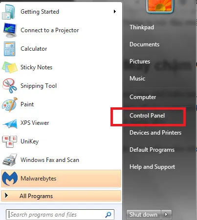 Kiểm tra và quản lý Control Panel trong Windows 7