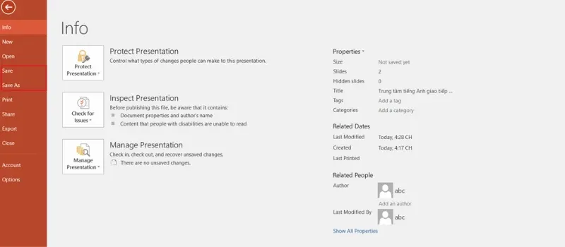 Lưu slide powerpoint vào máy tính