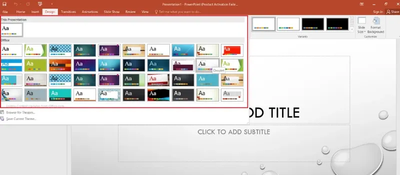 Chọn theme (chủ đề) cho slide