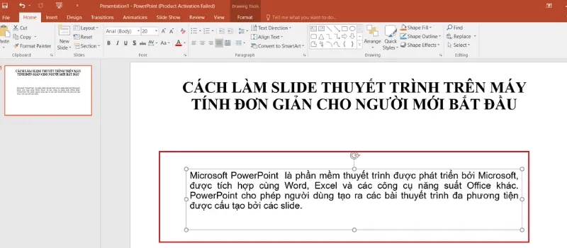 Di chuyển hộp văn bản trong powerpoint