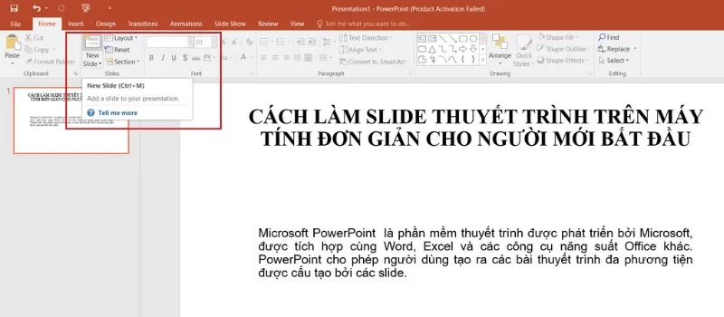 Chèn thêm các trang slide
