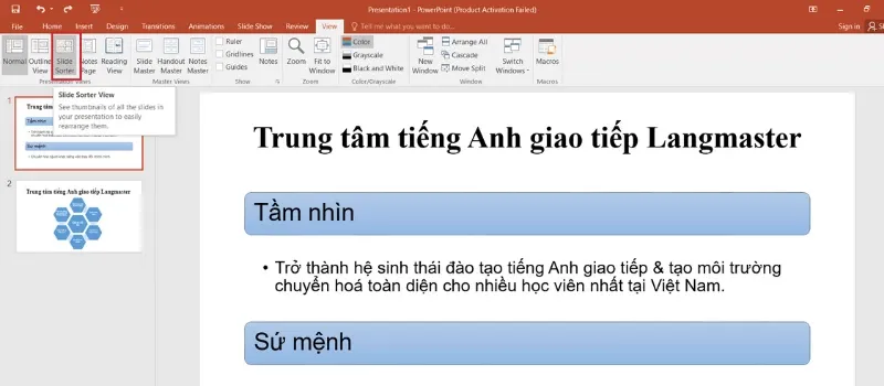 Thay đổi vị trí hay thứ tự trình chiếu các trang slide powerpoint