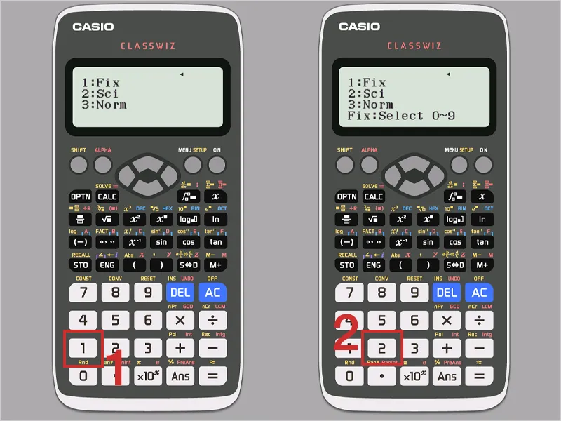 Cài đặt số chữ số thập phân cho chức năng làm tròn trên Casio FX-580VNX