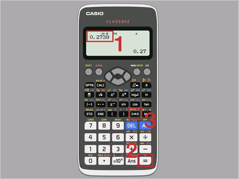 Kết quả phép tính được làm tròn trên máy tính Casio FX-580VNX sau khi cài đặt FIX