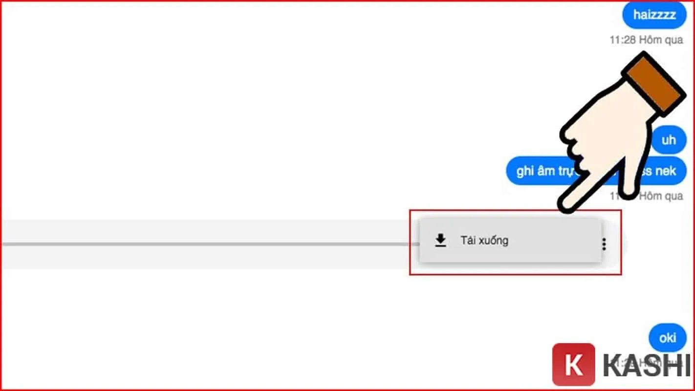 Thao tác tải file ghi âm Messenger về máy tính qua biểu tượng 3 chấm